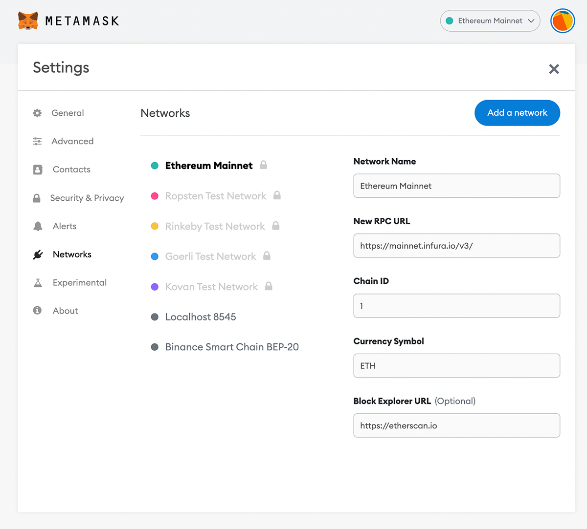 Как перевести Avalance в Metamask