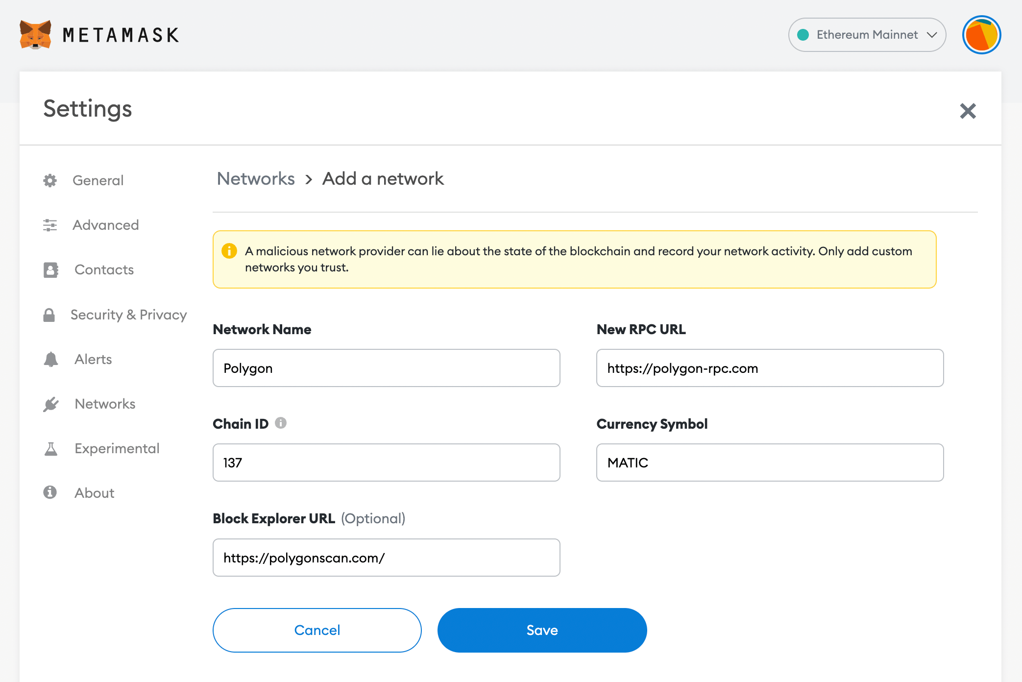 Как подключить Polygon Network в MetaMask?
