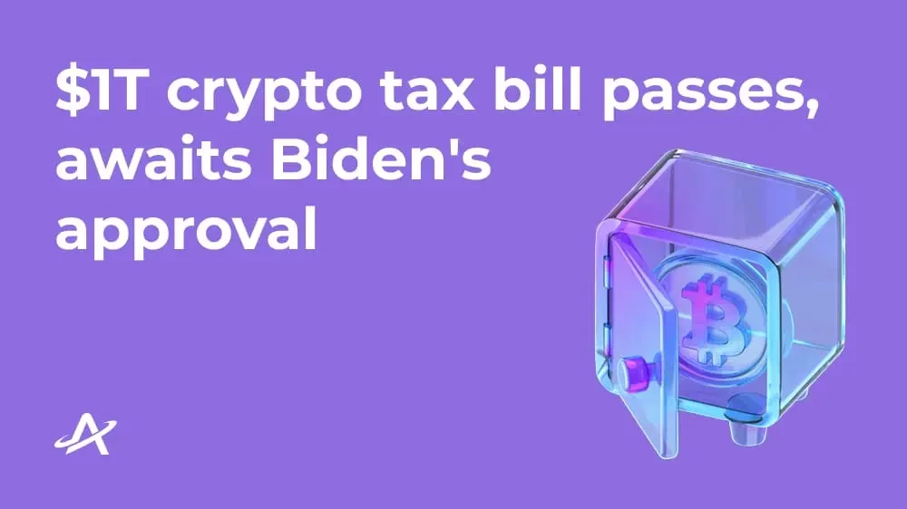 Принят законопроект за $1T с налогом на криптовалюты для одобрения Байденом